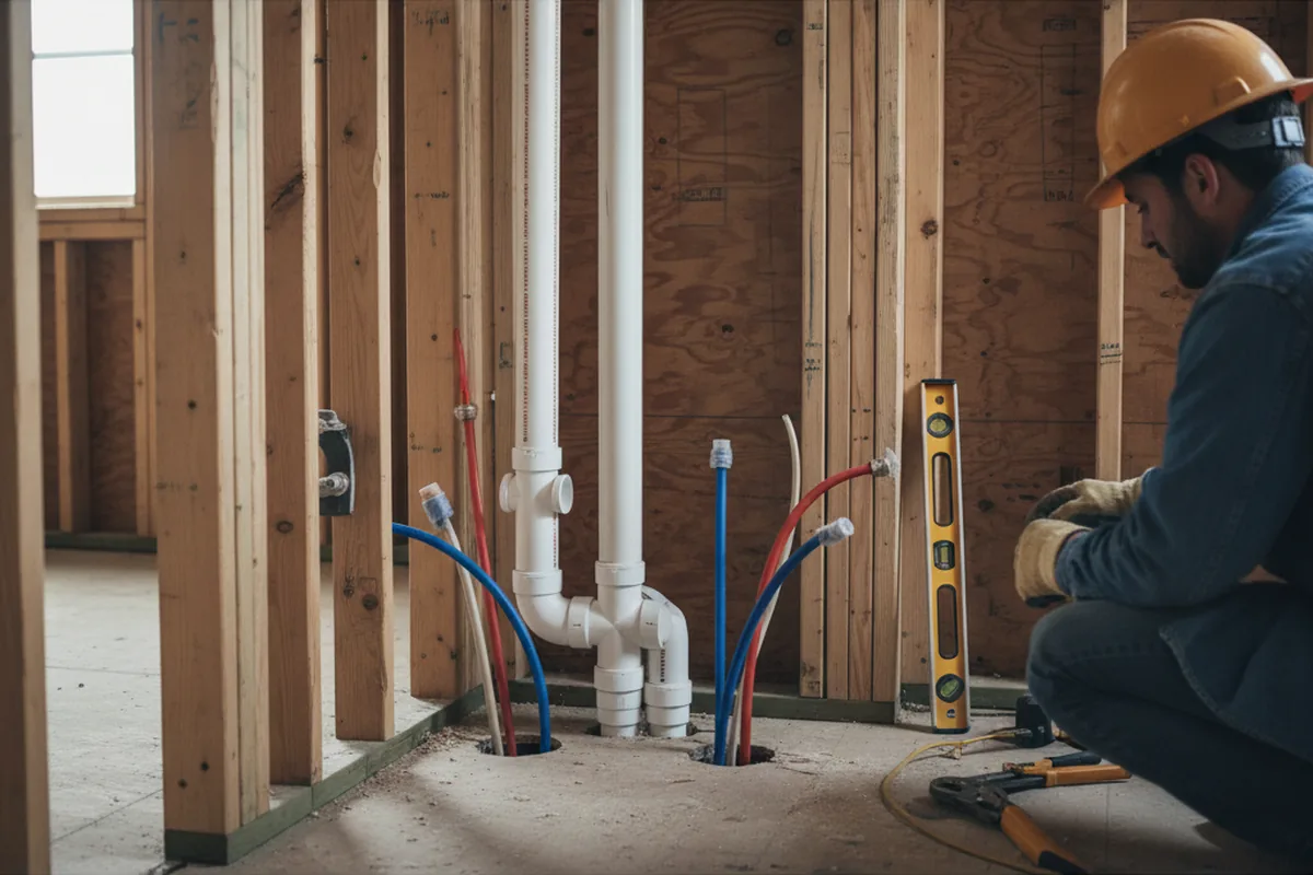 Drain and supply rough-in during Drain Cleaning in Mottville