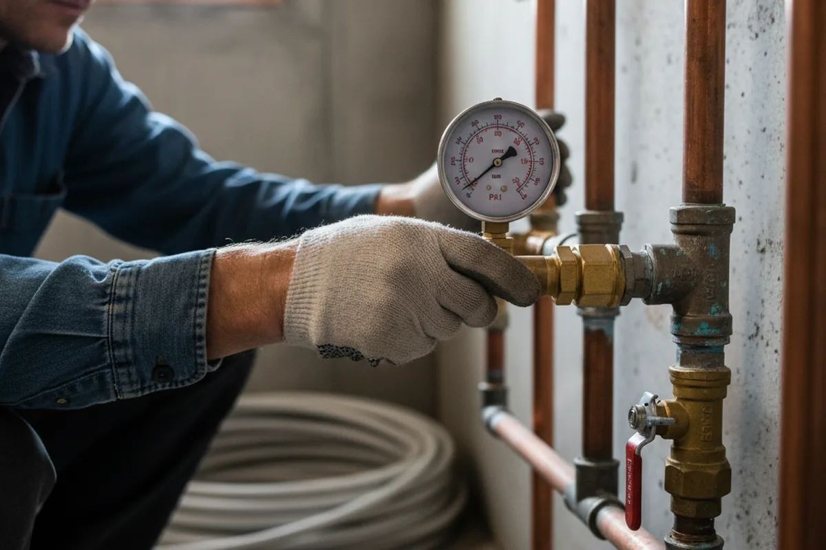 Pressure testing a repaired line during Water Line Repair in Mottville